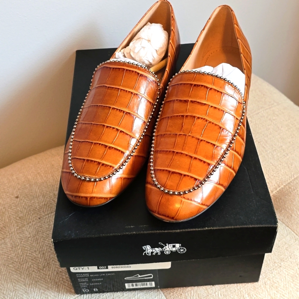 Coach croc leather loafers